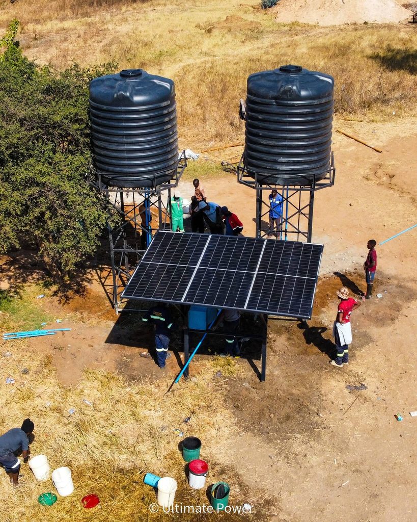 Traditional bush pump converted to solar borehole pumping system in Zimbabwe by Ultimate Power