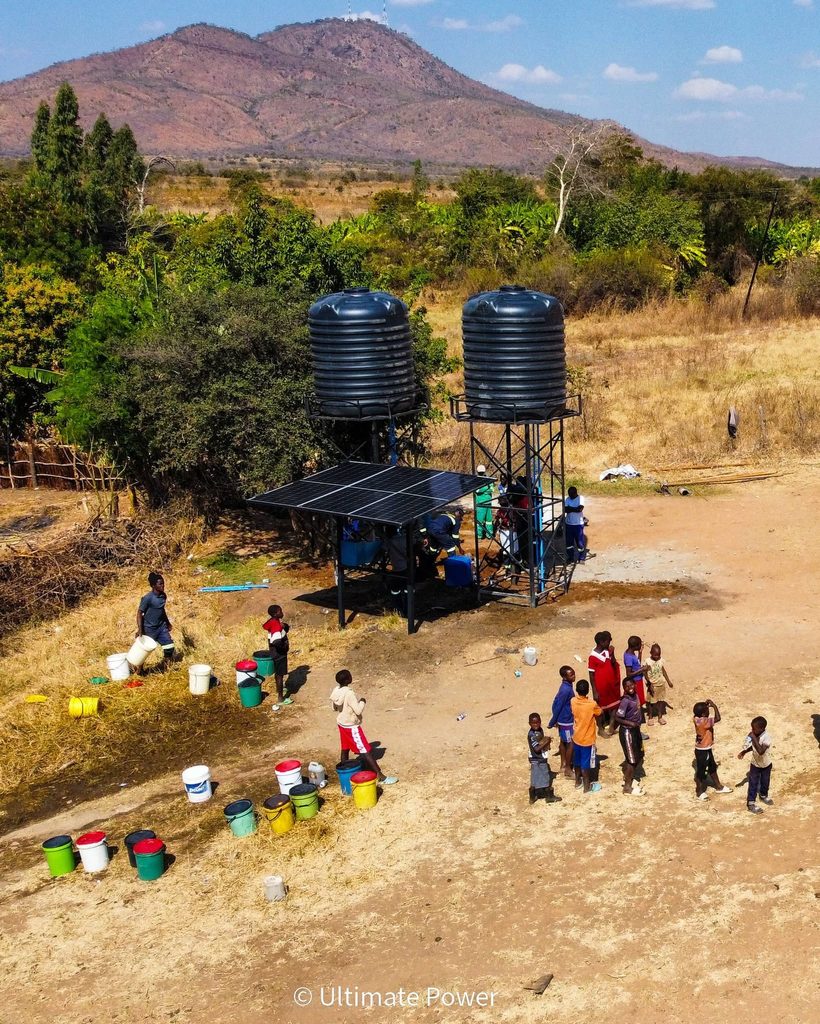 Traditional bush pump converted to solar borehole pumping system in Zimbabwe by Ultimate Power