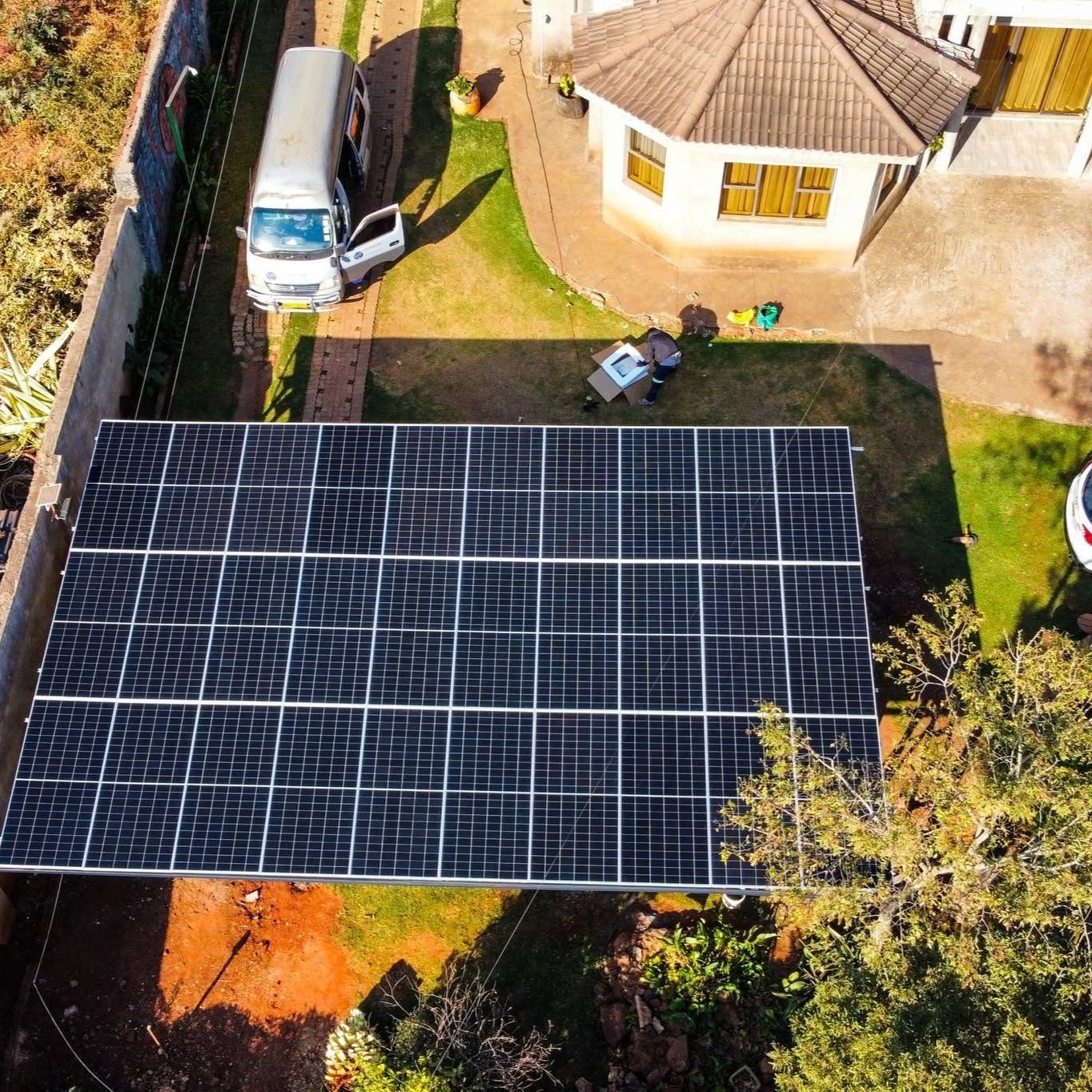 Ultimate Power solar carport installation with solar panels in Gletwyn Zimbabwe